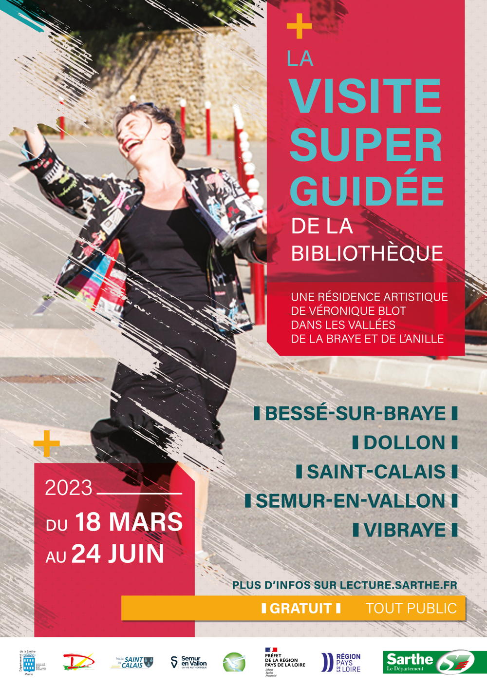 La visite super guidée de la bibliothèque Affiche des visites super guidées des médiathèques du 18 mars au 24 juin